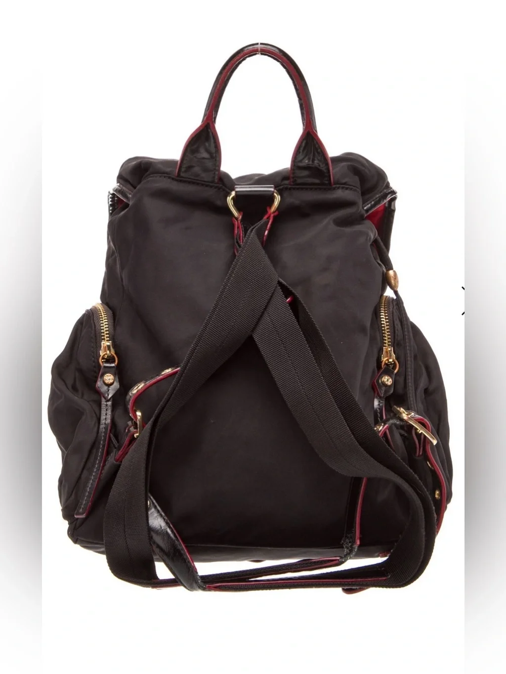 MZ Wallace Black Drawstring Backpack with Buckle Flap